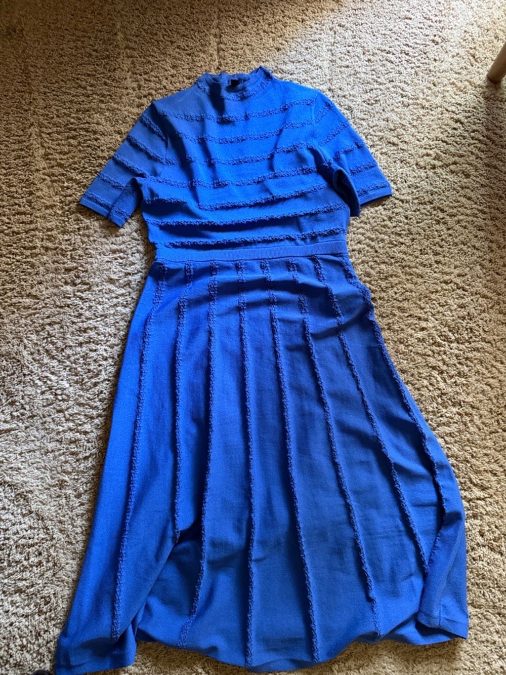 Ann Taylor Royal Blue Textured Midi Dress